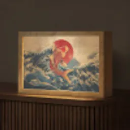 Koi - Zee - Golven - Zon Light Box met kabel (Tafellamp) klein -z3d_website