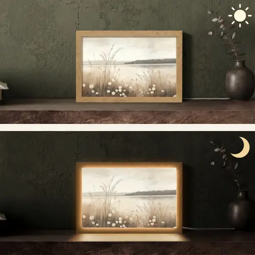 Meer - Water - Natuur - Beige Light Box met kabel (Tafellamp) klein -sfeer3