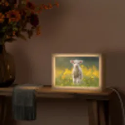 Lammetje - Gras - Bloemen - Geel Light Box met kabel (Tafellamp) klein -sfeer4