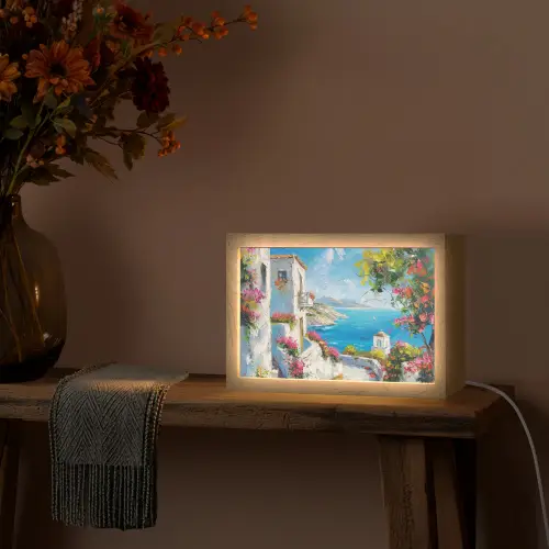 Landschap - Bloemen - Natuur - Zomer Light Box met kabel (Tafellamp) klein -sfeer4