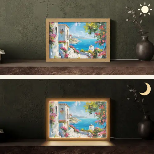 Landschap - Bloemen - Natuur - Zomer Light Box met kabel (Tafellamp) klein -sfeer3