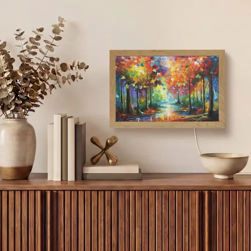 Landschap - Bos - Kleuren - Natuur Light Box met kabel (Tafellamp) klein -sfeer2