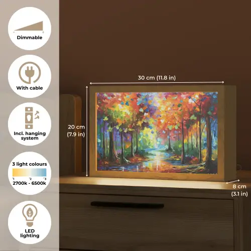 Landschap - Bos - Kleuren - Natuur Light Box met kabel (Tafellamp) klein -USP_EN