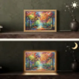 Landschap - Bos - Kleuren - Natuur Light Box met kabel (Tafellamp) klein -sfeer3