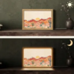 Landschap - Heuvels - Zonsondergang Light Box met kabel (Tafellamp) klein -sfeer3