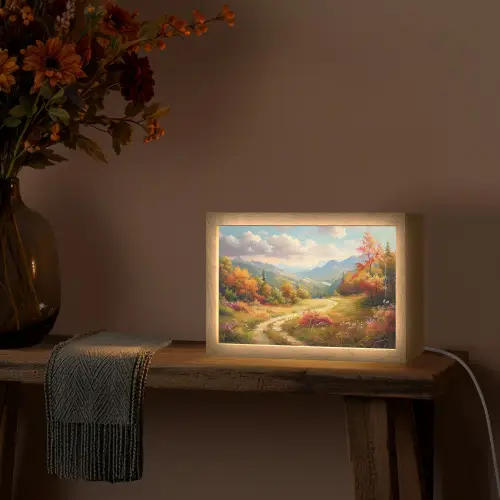 Landschap - Illustratie - Natuur Light Box met kabel (Tafellamp) klein -sfeer4