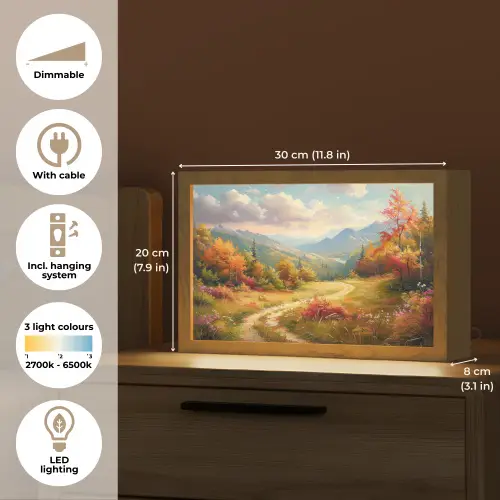 Landschap - Illustratie - Natuur Light Box met kabel (Tafellamp) klein -USP_EN