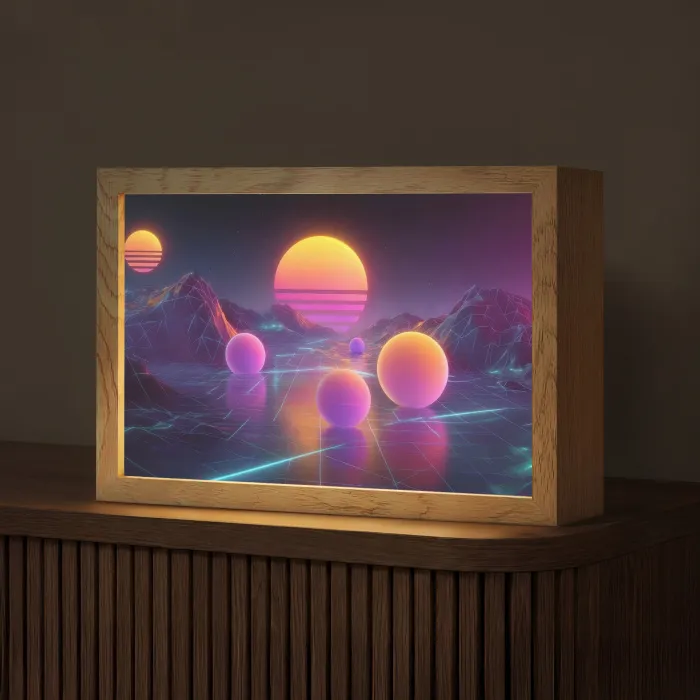 Landschap - Bergen - Bollen - Licht Light Box met kabel (Tafellamp) klein -z3d_website
