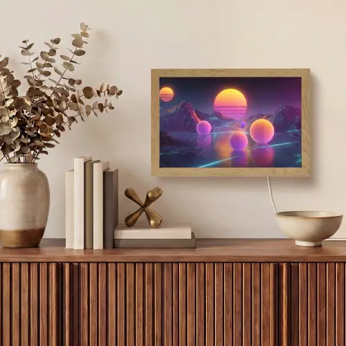 Landschap - Bergen - Bollen - Licht Light Box met kabel (Tafellamp) klein -sfeer2