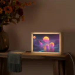 Landschap - Bergen - Bollen - Licht Light Box met kabel (Tafellamp) klein -sfeer4