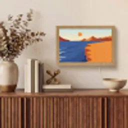 Landschap - Bergen - Zon - Zee Light Box met kabel (Tafellamp) klein -sfeer2