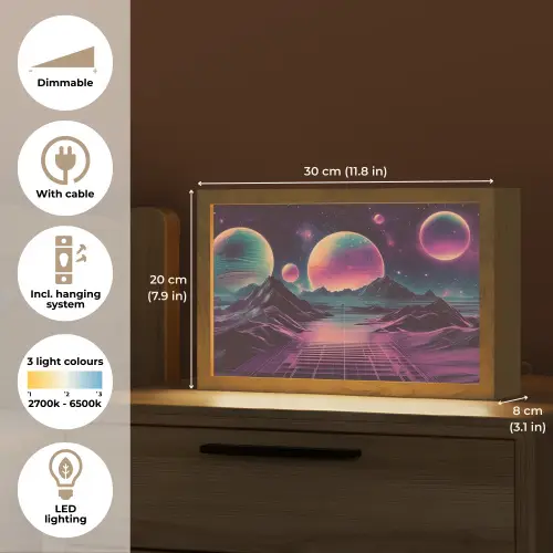 Landschap - Planeten - Horizon - Paars Light Box met kabel (Tafellamp) klein -USP_EN