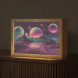 Landschap - Planeten - Horizon - Paars Light Box met kabel (Tafellamp) klein -z3d_website