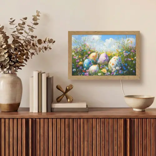 Grasveld - Eieren - Bloemen Light Box met kabel (Tafellamp) klein -sfeer2