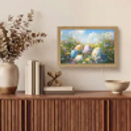 Grasveld - Eieren - Bloemen Light Box met kabel (Tafellamp) klein -sfeer2