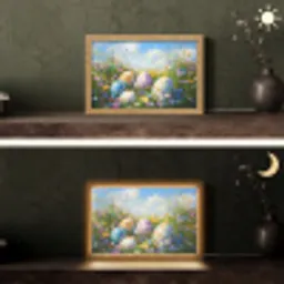 Grasveld - Eieren - Bloemen Light Box met kabel (Tafellamp) klein -sfeer3
