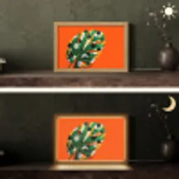 Blad - Oranje - Stippen - Kleurrijk Light Box met kabel (Tafellamp) klein -sfeer3