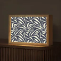 Bladvormen - Blauw - Patroon - Wit Light Box met kabel (Tafellamp) klein 924 -z3d_website
