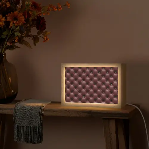 Leer - Patroon - Bordeaux Light Box met kabel (Tafellamp) klein 924 -sfeer4