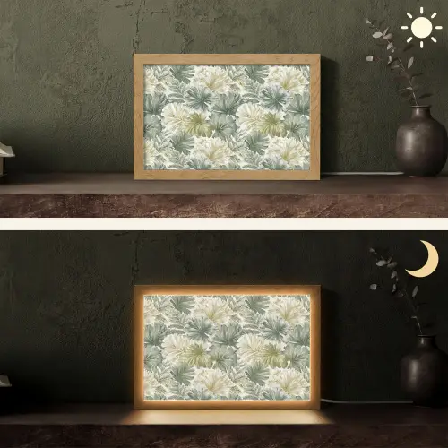Bladeren - Botanisch - Groen Light Box met kabel (Tafellamp) klein 924 -sfeer3