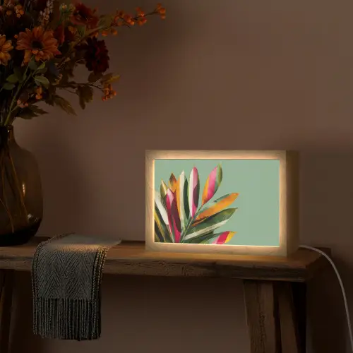 Bladeren - Tak - Kleurrijk Light Box met kabel (Tafellamp) klein -sfeer4