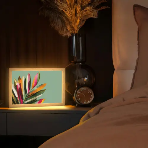 Bladeren - Tak - Kleurrijk Light Box met kabel (Tafellamp) klein -sfeer1