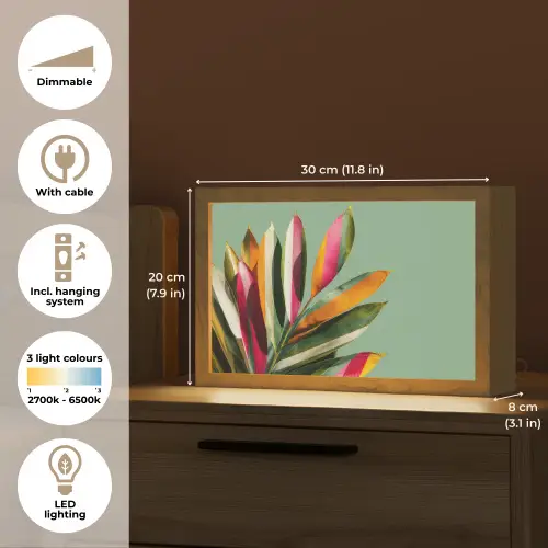 Bladeren - Tak - Kleurrijk Light Box met kabel (Tafellamp) klein -USP_EN