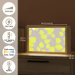 Bladeren - Neon - Geel - Lijnen Light Box met kabel (Tafellamp) klein -USP_EN