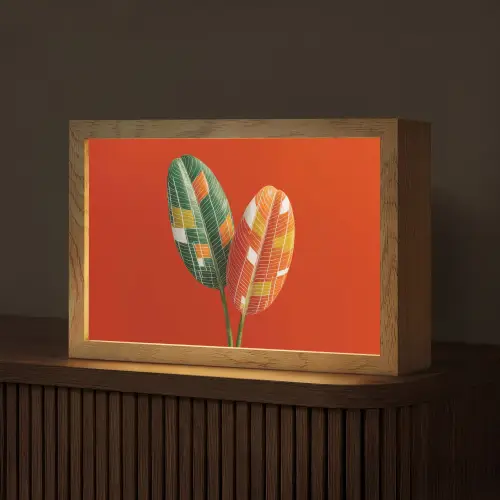 Bladeren - Ovaal - Mozaïek - Patroon Light Box met kabel (Tafellamp) klein -z3d_website