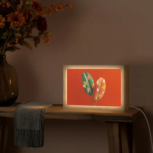 Bladeren - Ovaal - Mozaïek - Patroon Light Box met kabel (Tafellamp) klein -sfeer4
