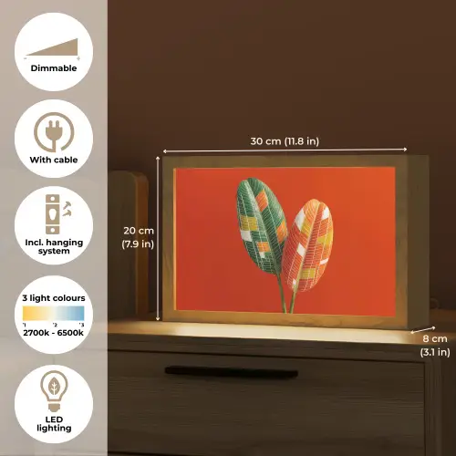 Bladeren - Ovaal - Mozaïek - Patroon Light Box met kabel (Tafellamp) klein -USP_EN