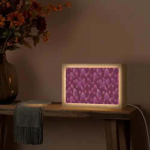 Bladeren - Patroon - Burgundy Light Box met kabel (Tafellamp) klein 924 -sfeer4