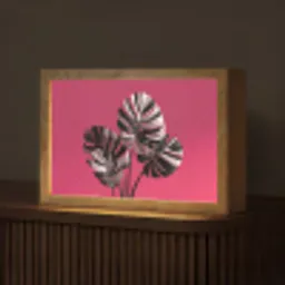 Bladeren - Rond - Roze Light Box met kabel (Tafellamp) klein -z3d_website