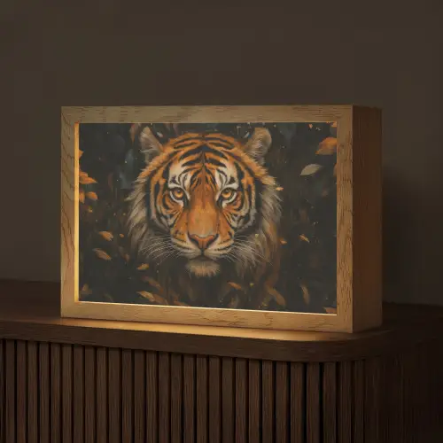 Bladeren - Tijger - Oranje Light Box met kabel (Tafellamp) klein -z3d_website