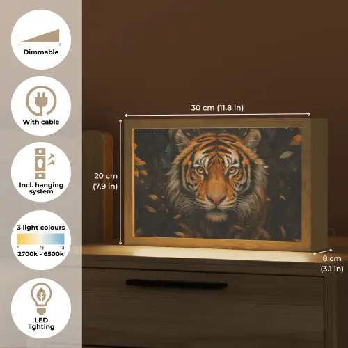 Bladeren - Tijger - Oranje Light Box met kabel (Tafellamp) klein -USP_EN