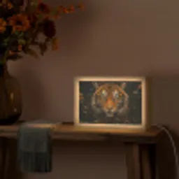 Bladeren - Tijger - Oranje Light Box met kabel (Tafellamp) klein -sfeer4