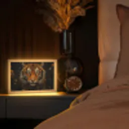 Bladeren - Tijger - Oranje Light Box met kabel (Tafellamp) klein -sfeer1