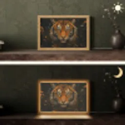 Bladeren - Tijger - Oranje Light Box met kabel (Tafellamp) klein -sfeer3