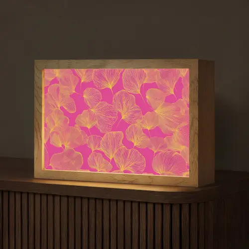 Bladeren - Nerven - Grafisch - Roze Light Box met kabel (Tafellamp) klein -z3d_website