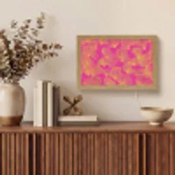 Bladeren - Nerven - Grafisch - Roze Light Box met kabel (Tafellamp) klein -sfeer2