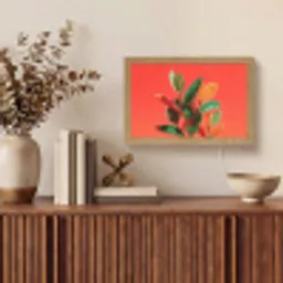 Bladeren - Nerven - Oranje - Structuur Light Box met kabel (Tafellamp) klein -sfeer2