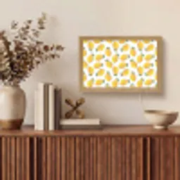 Citroenen - Wit - Bloemen - Patroon Light Box met kabel (Tafellamp) klein 924 -sfeer2