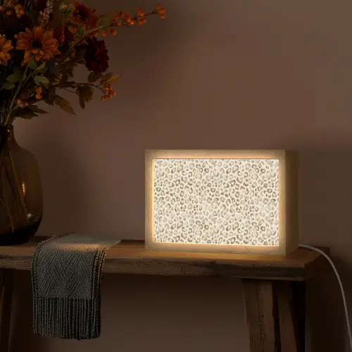 Luipaard - Klassiek - Beige Light Box met kabel (Tafellamp) klein 924 -sfeer4