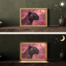 Luipaard - Bloemen - Roze Light Box met kabel (Tafellamp) klein -sfeer3