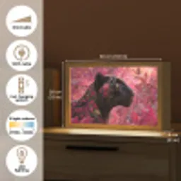 Luipaard - Bloemen - Roze Light Box met kabel (Tafellamp) klein -USP_EN