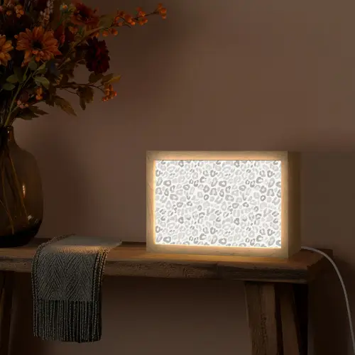 Luipaard - Motief - Grijs Light Box met kabel (Tafellamp) klein 924 -sfeer4