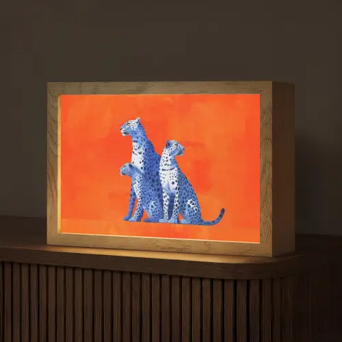 Luipaarden - Stippen - Oranje Light Box met kabel (Tafellamp) klein -z3d_website