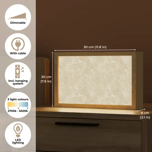 Lichtbeige - Marmer - Diffusie adering Light Box met kabel (Tafellamp) klein 924 -USP_EN