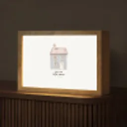 Lichtblauw - Huisje - Mama - Tekst Light Box met kabel (Tafellamp) klein -z3d_website
