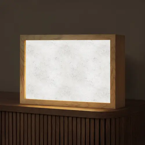 Lichtgrijs - Betonstructuur - Subtiel Light Box met kabel (Tafellamp) klein 924 -z3d_website